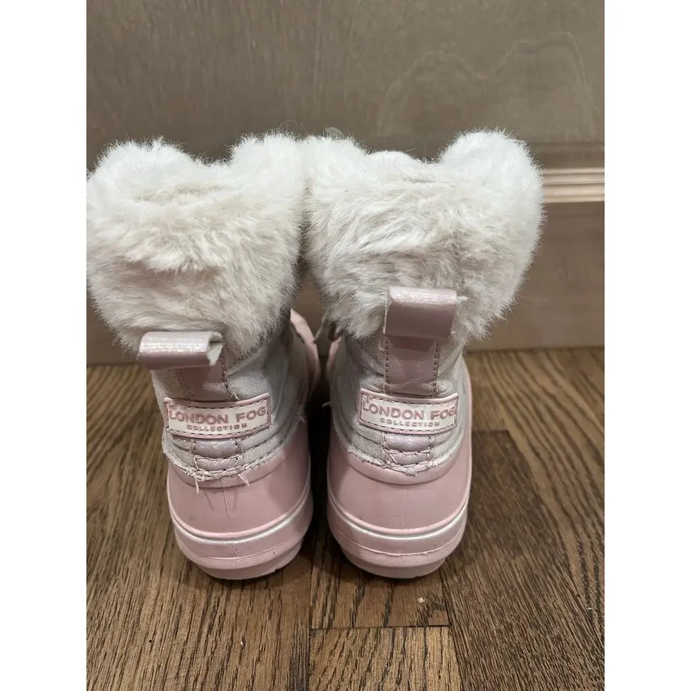 London Fog Pink Insulated Waterproof Duck Winter Boots Girl 13 Faux Fur Snow Ski